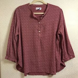 Old Navy Burgundy Geometric Print Tunic Blouse Top